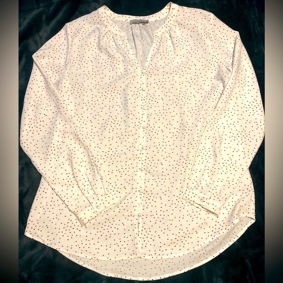 Dalia Tops - Dalia White Button Down Blouse Top with Hearts Like New